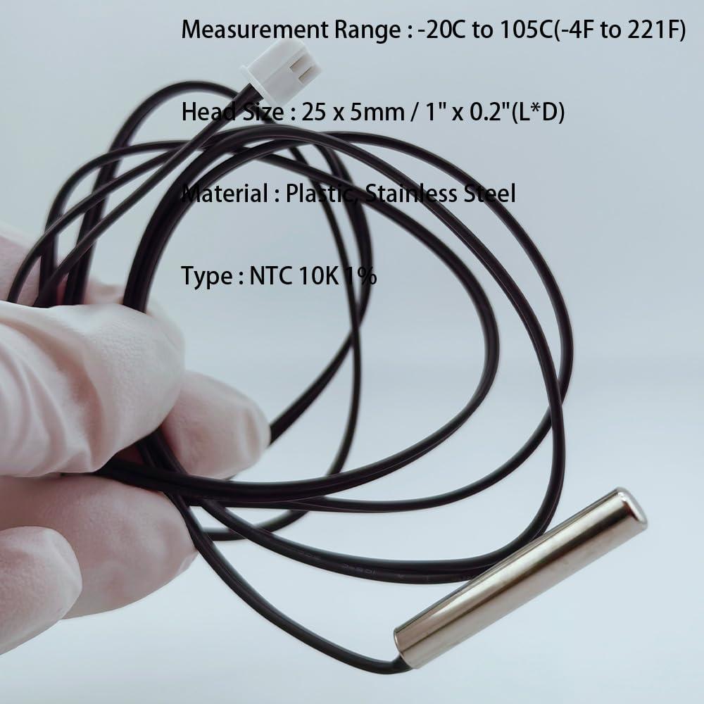 5 Piezas Sonda de Temperatura NTC 10K Acero Inoxidable 1m