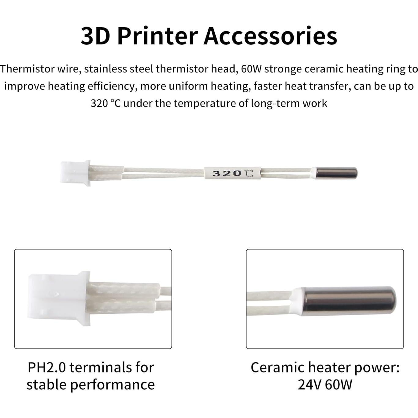 Repuesto Termistor 100K FYSETC K1 Max - 2 Pcs para Impresoras 3D