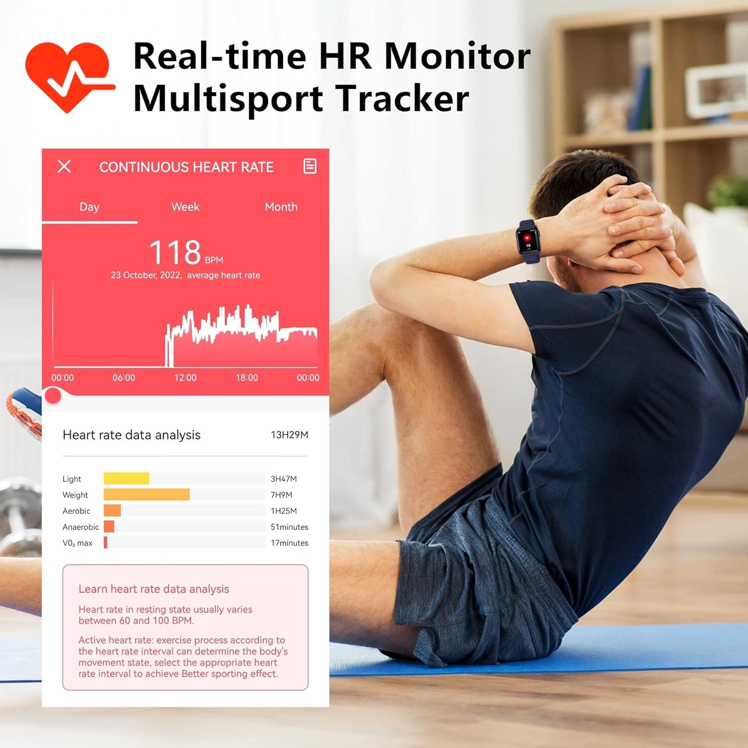 Reloj Inteligente BRIBEJAT BT4 Azul 1.75" Fitness Llamadas