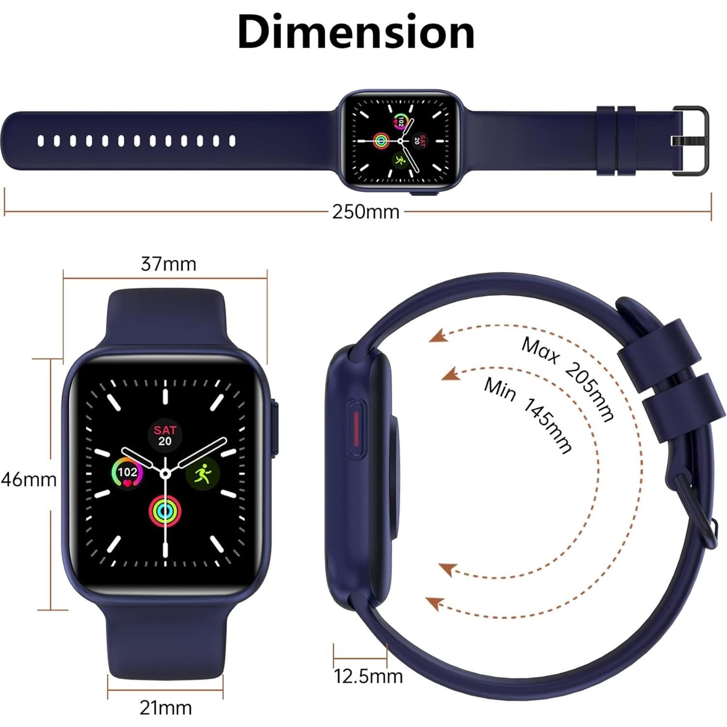 Reloj Inteligente BRIBEJAT BT4 Azul 1.75" Fitness Llamadas