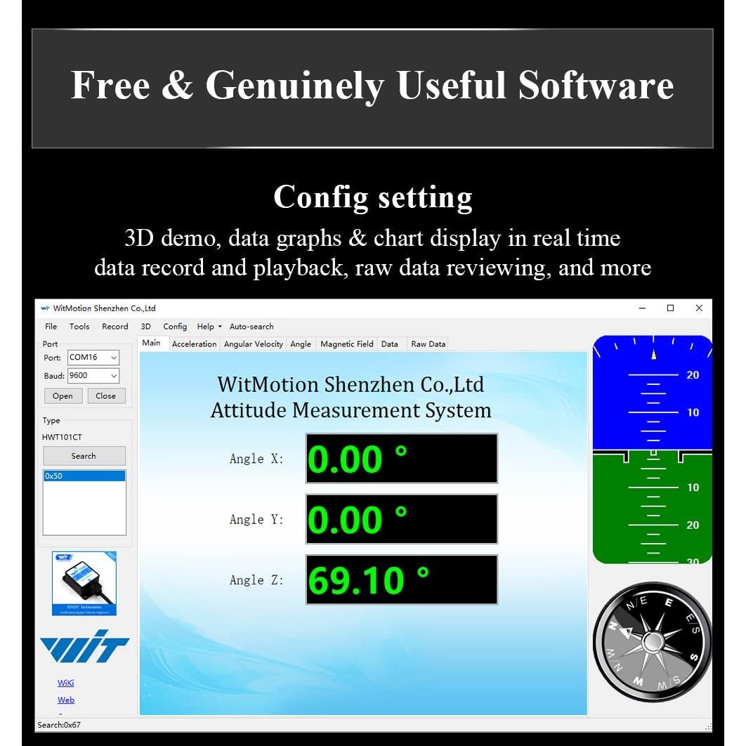 Inclinómetro Industrial HWT101CT IP68 0.1° Z-Eje WitMotion