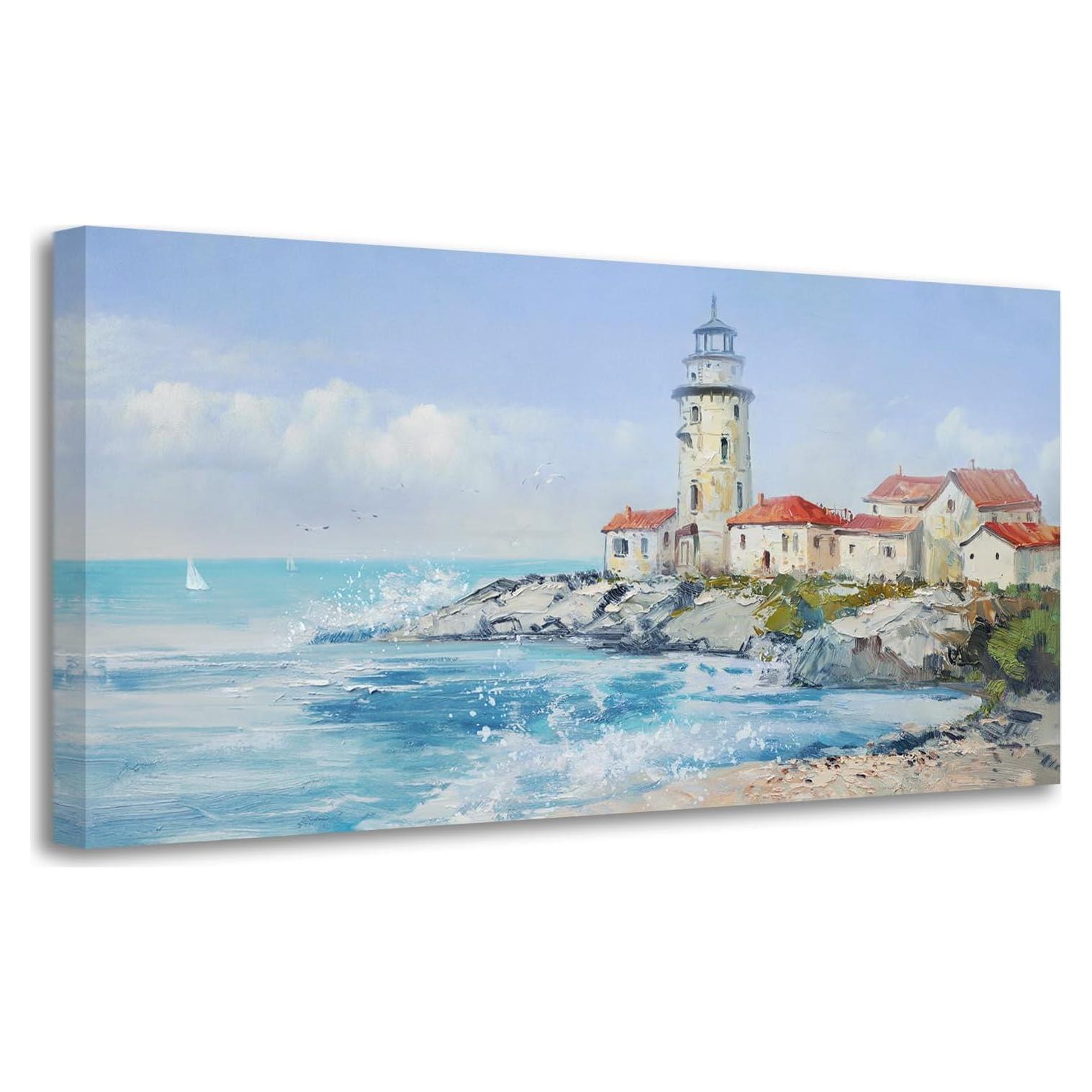 Pintura en Lienzo Anolyfi Océano Azul 100x50cm Decoración