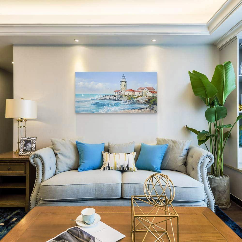 Pintura en Lienzo Anolyfi Océano Azul 100x50cm Decoración