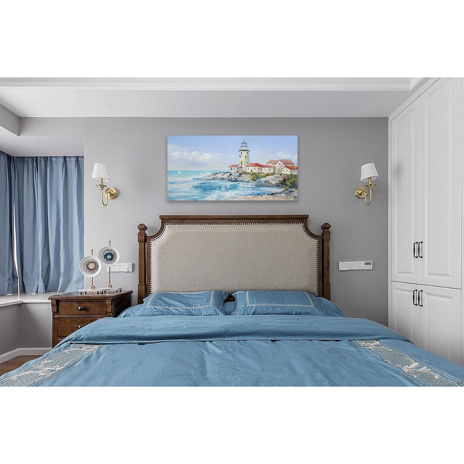 Pintura en Lienzo Anolyfi Océano Azul 100x50cm Decoración