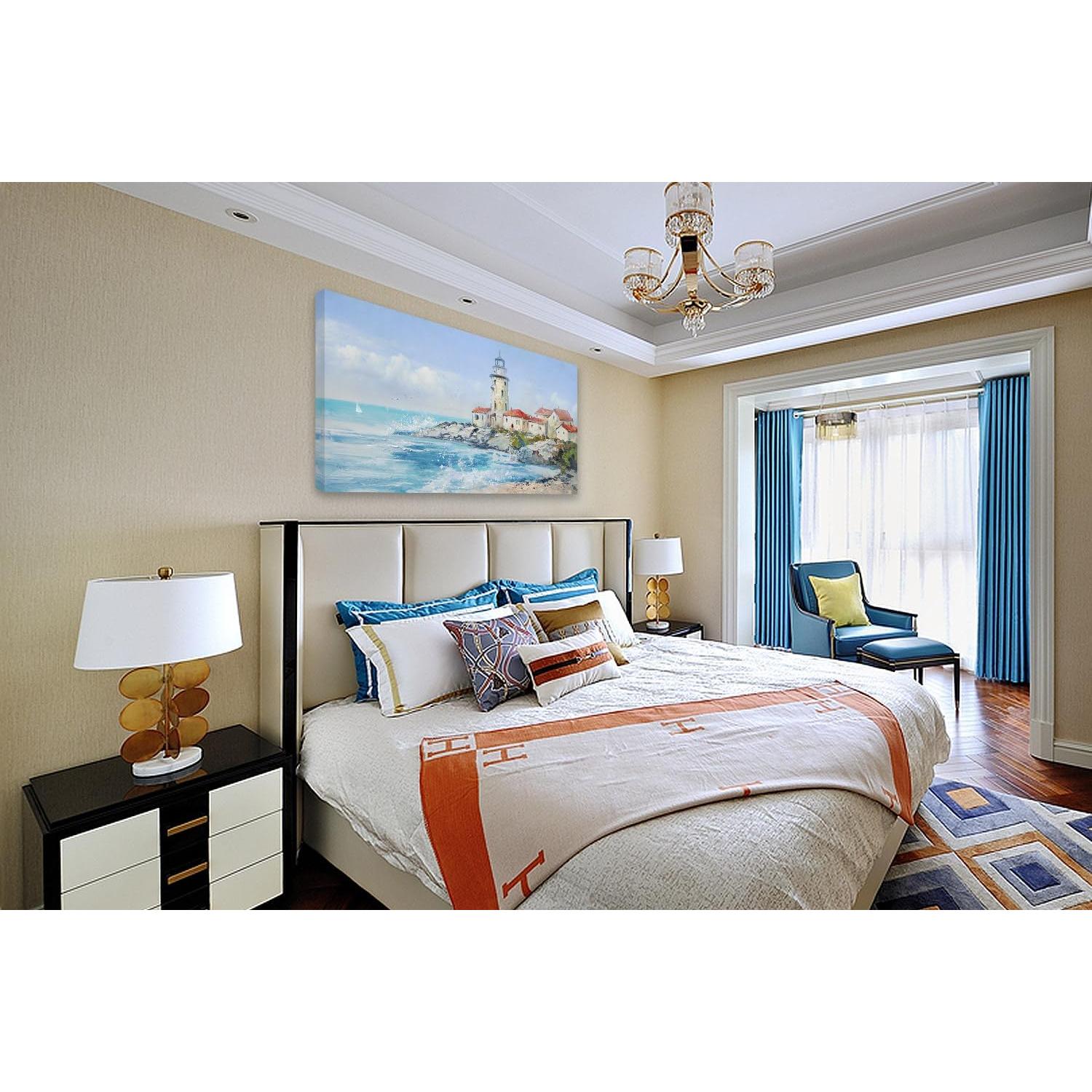 Pintura en Lienzo Anolyfi Océano Azul 100x50cm Decoración