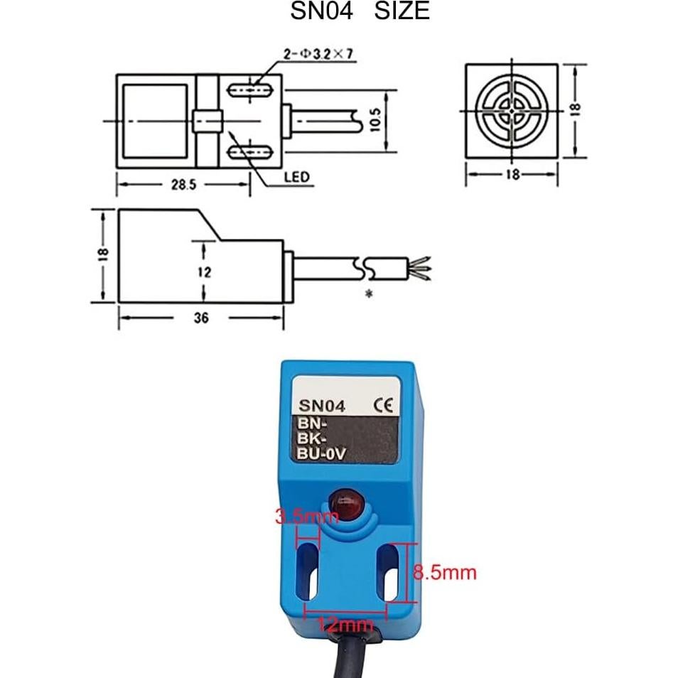 Sensor de Proximidad Inductivo Haldzemo SN04-N2 NPN NC 4mm
