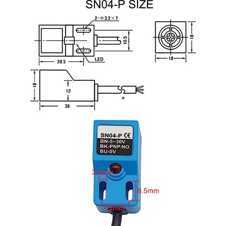 Sensor de Proximidad Inductivo Haldzemo SN04-P PNP NO 4mm