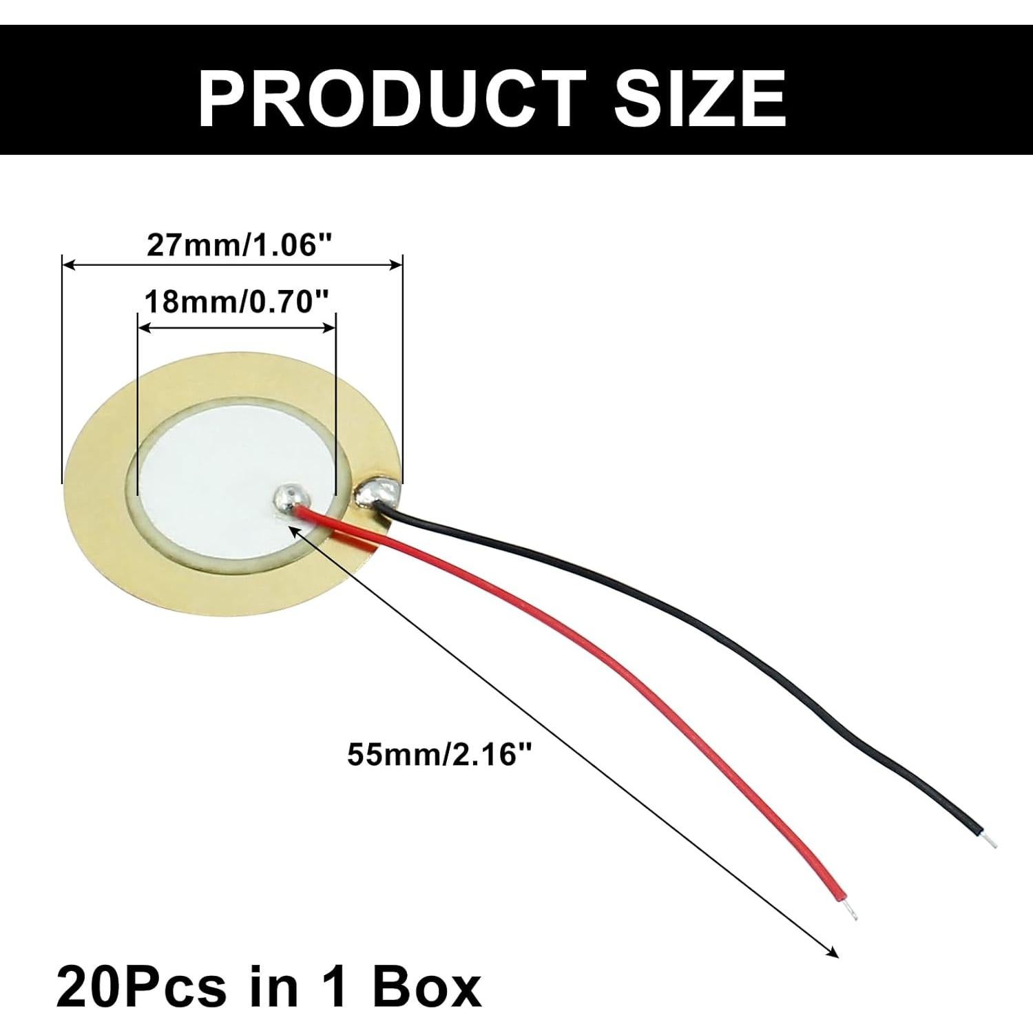 20 Discos Piezoeléctricos Murtenze 27mm para Instrumentos Acústicos