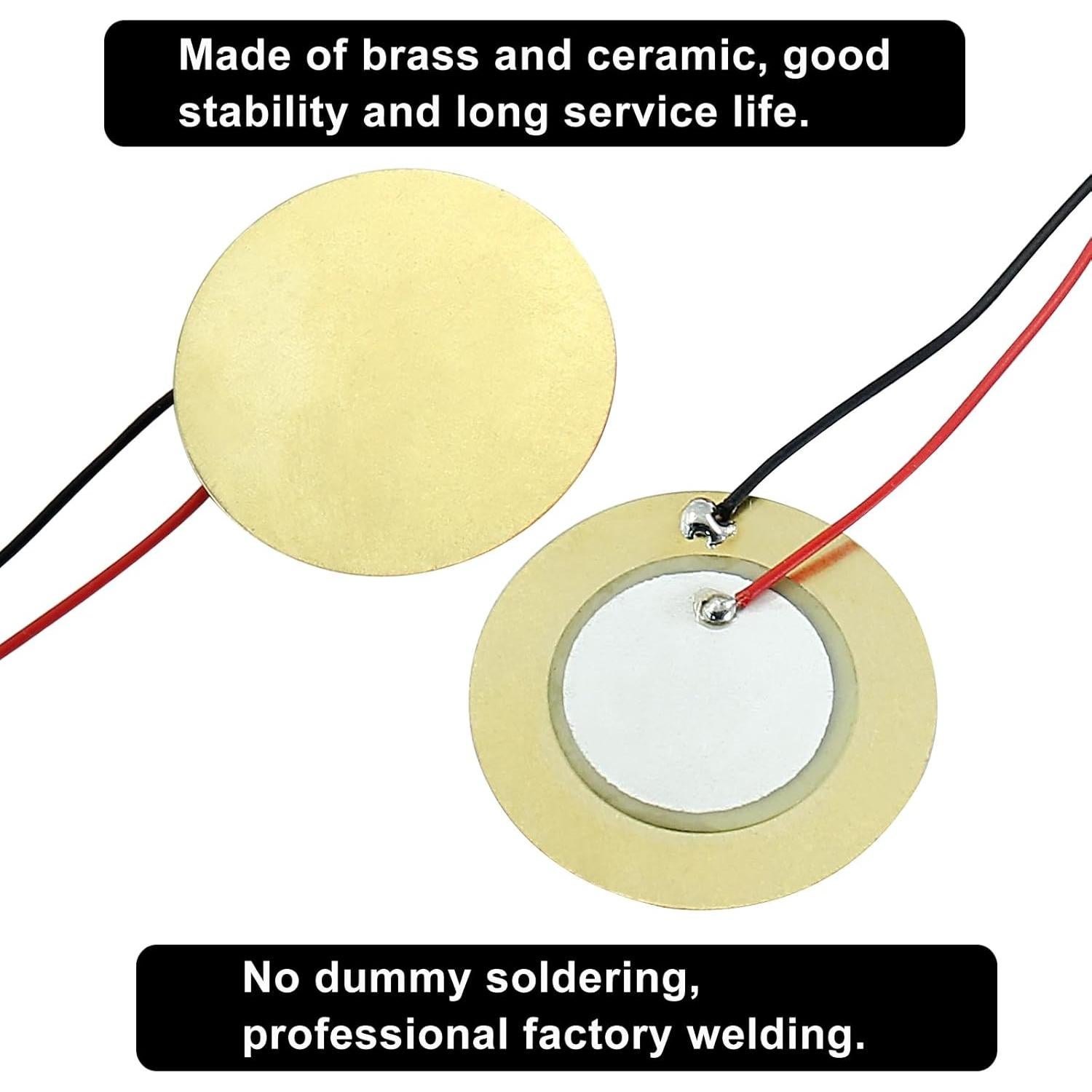 20 Discos Piezoeléctricos Murtenze 27mm para Instrumentos Acústicos