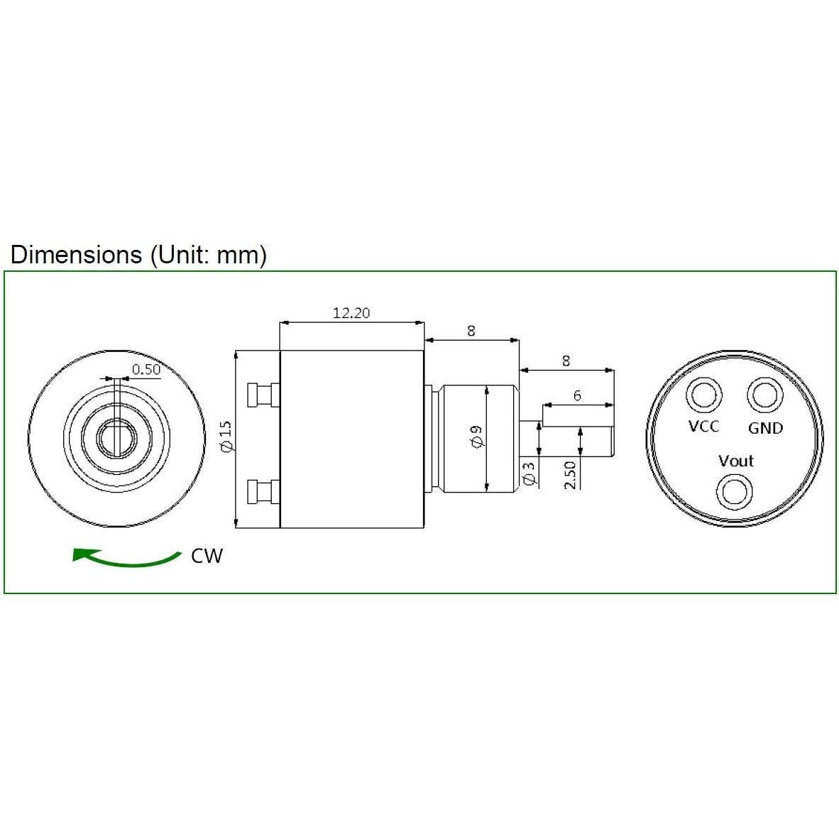 Sensor de Efecto Hall CALT P3015 360° Sin Contacto 15mm