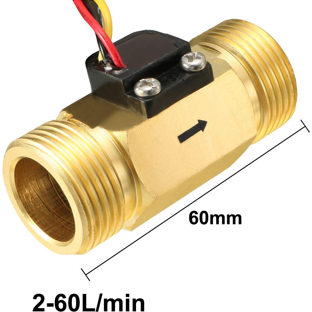 Sensor de Flujo de Agua uxcell G3/4 Efecto Hall 2-45L/min