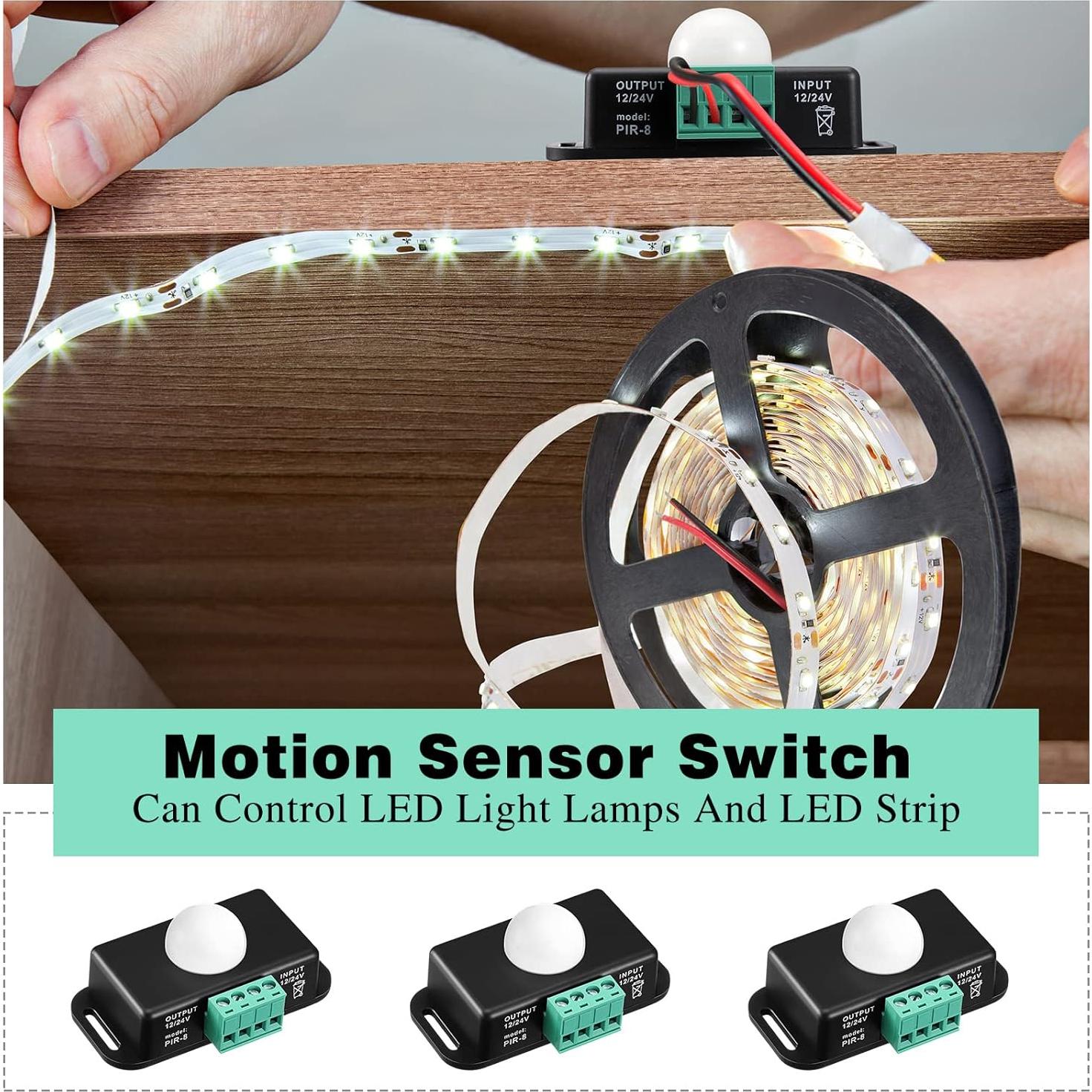 Paquete de 6 Sensores PIR LED 12V-24V Macarrie con Temporizador