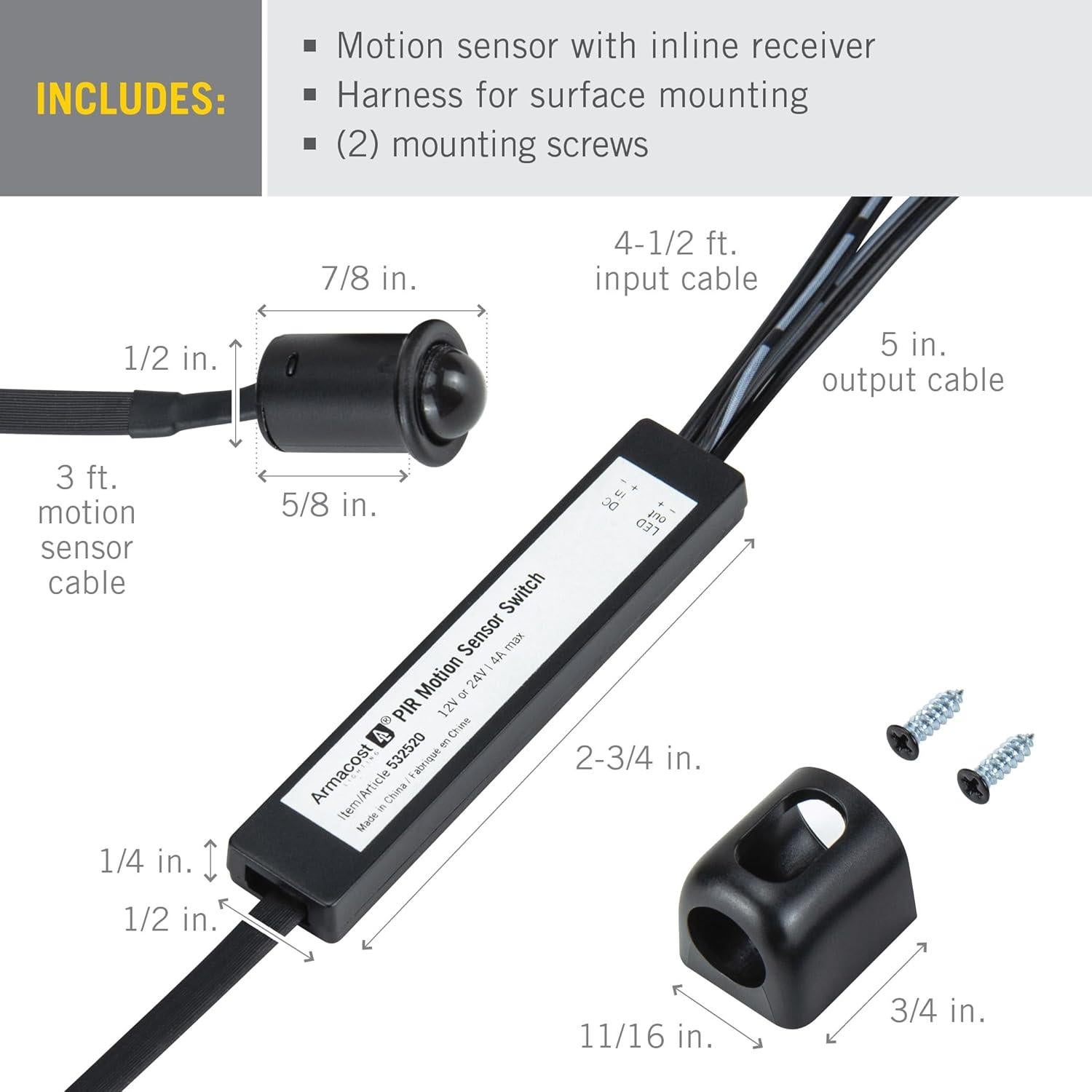 Interruptor de Luz con Sensor de Movimiento Armacost 532520 12-24V