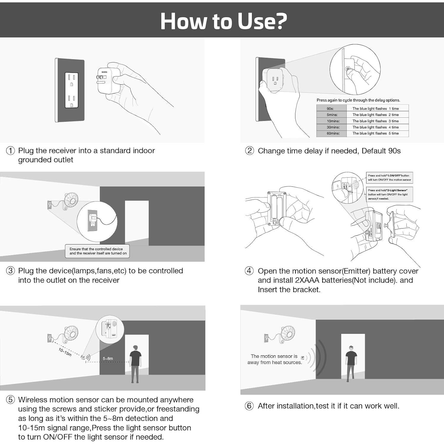 Kit Enchufe Inalámbrico con Sensor de Movimiento RAYZEEK 10A