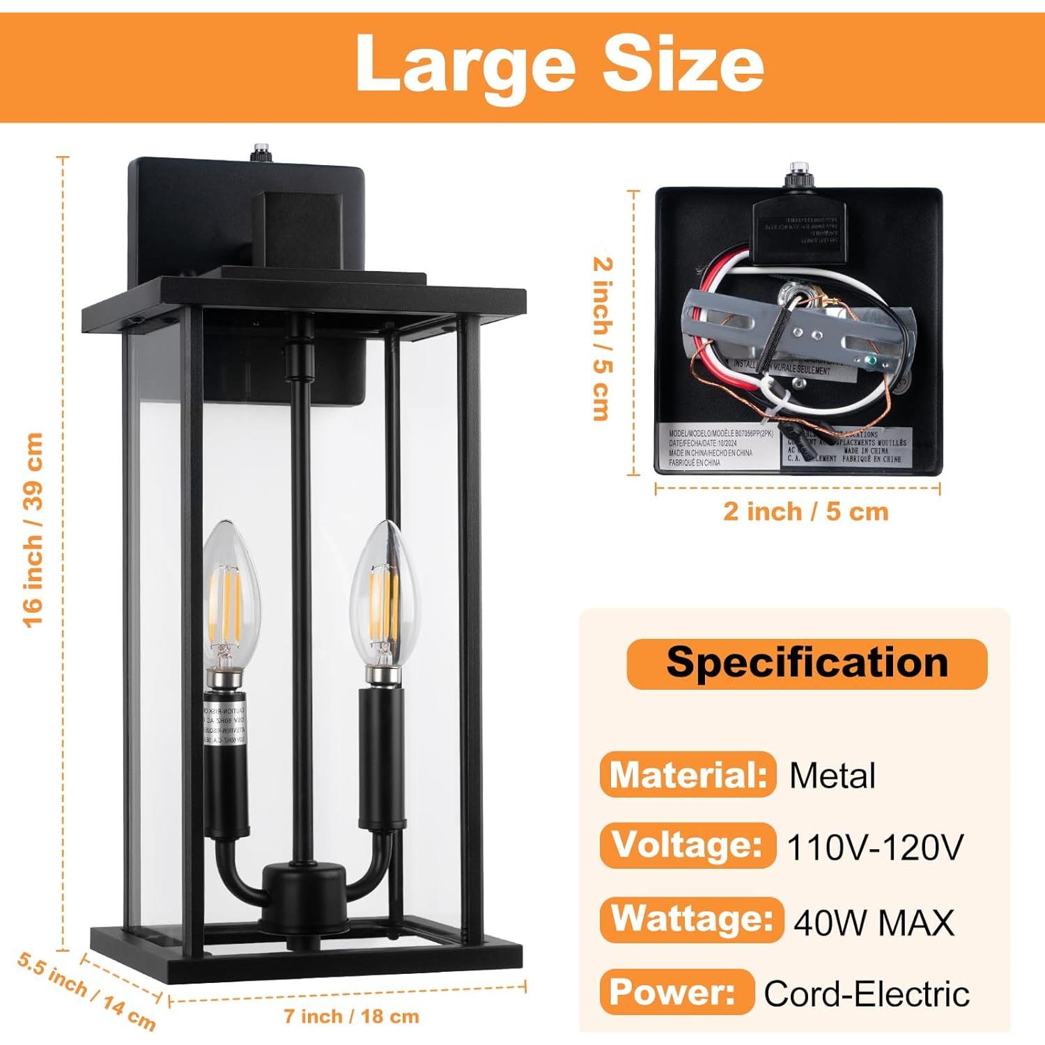Aplique Exterior SIAFAVOI con Sensor de Movimiento 40.64 cm 2-Pack
