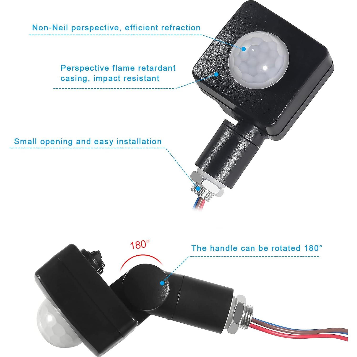 Sensor de Movimiento PIR AITIAO 2PCS Ajustable 6-8M