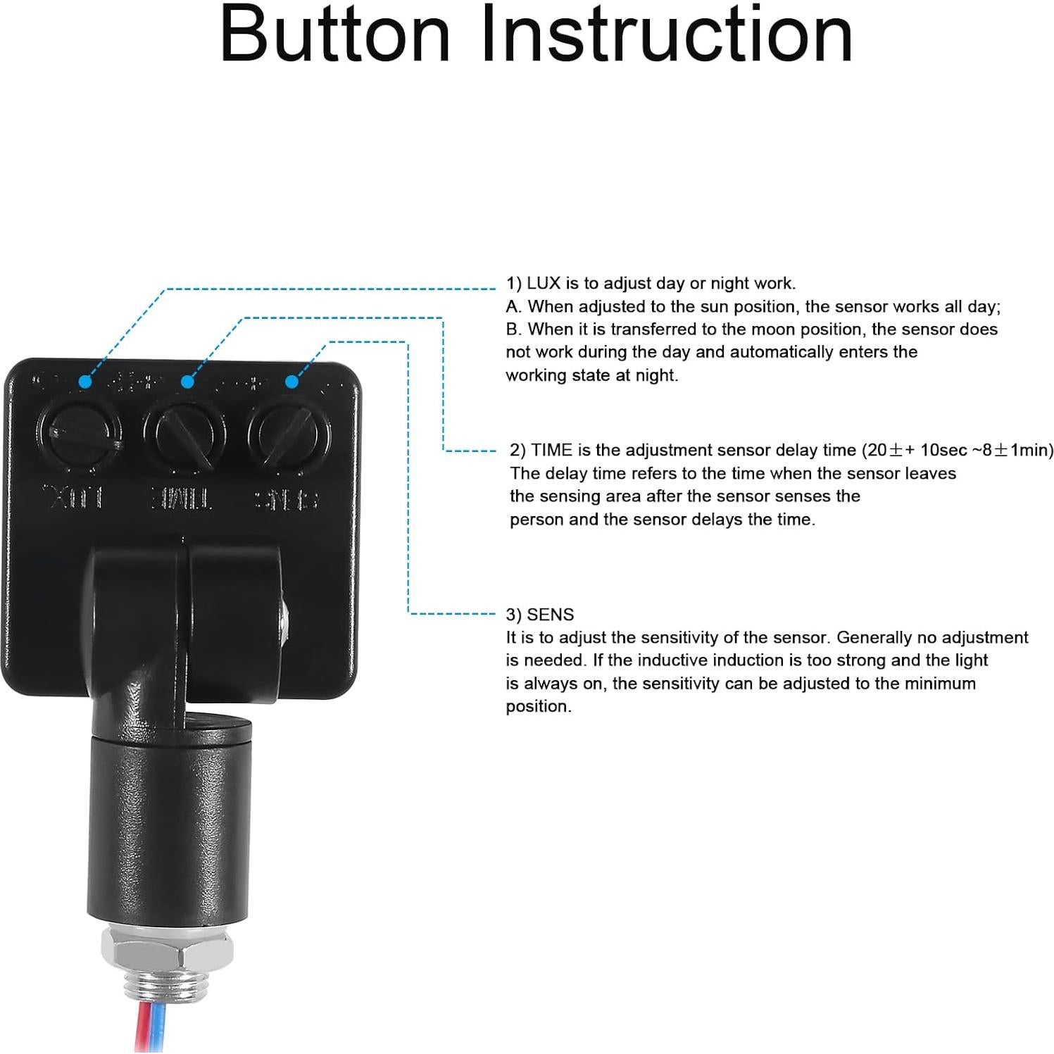 Sensor de Movimiento PIR AITIAO 2PCS Ajustable 6-8M