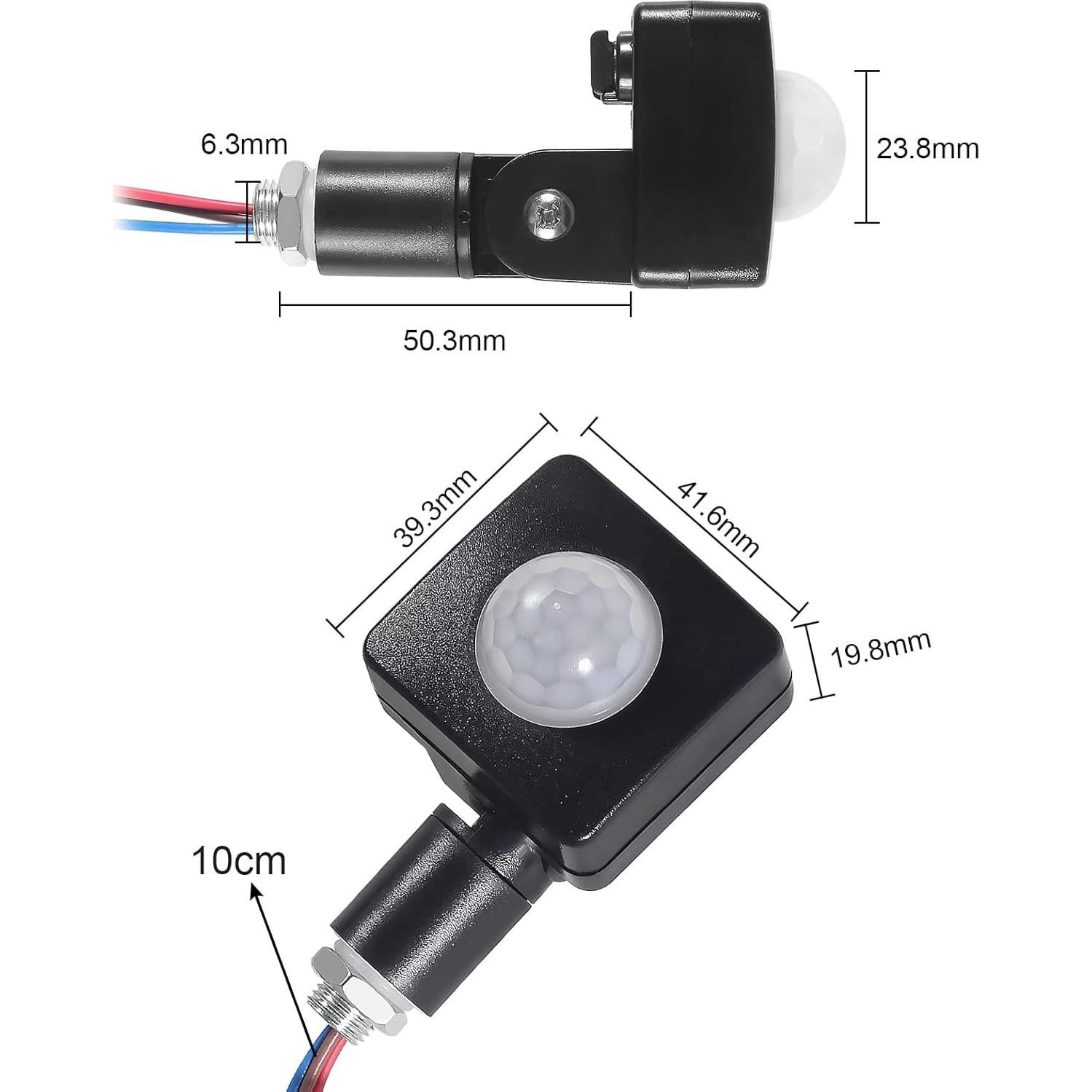 Sensor de Movimiento PIR AITIAO 2PCS Ajustable 6-8M