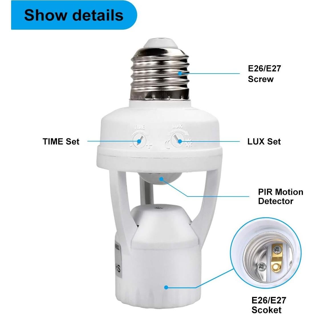 Adaptador de Bombilla con Sensor de Movimiento Toplimit E26/E27