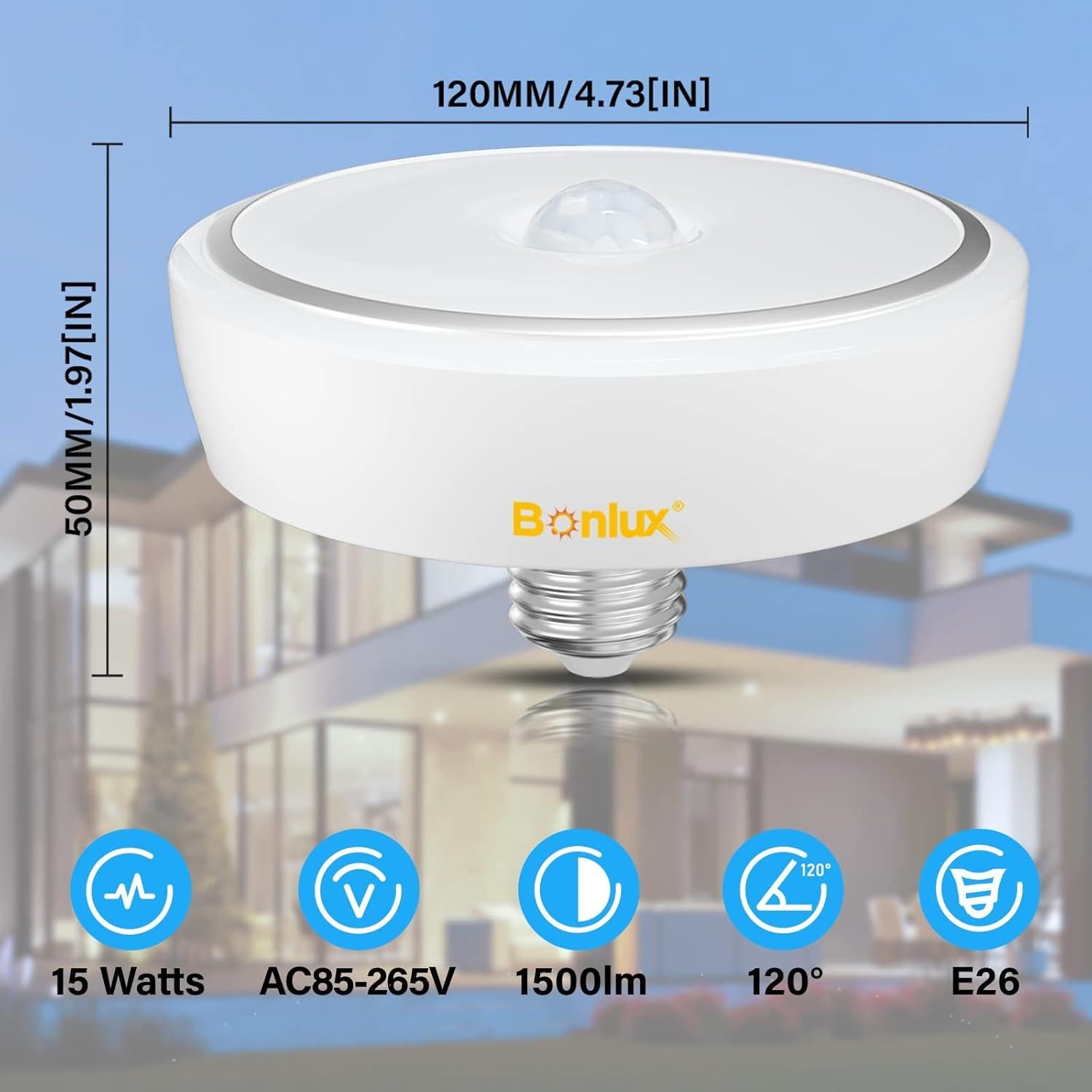 Luz de Techo LED Bonlux 15W con Sensor de Movimiento 6000K