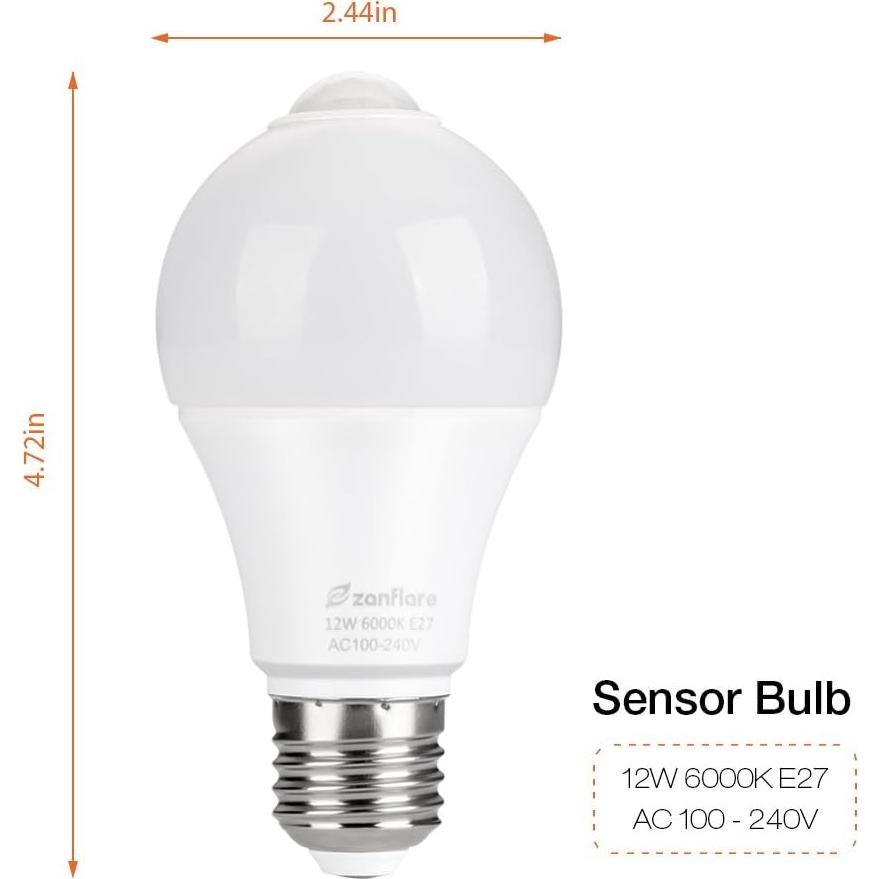 Bombillas LED Zanflare 12W E27 con Sensor de Movimiento 850LM
