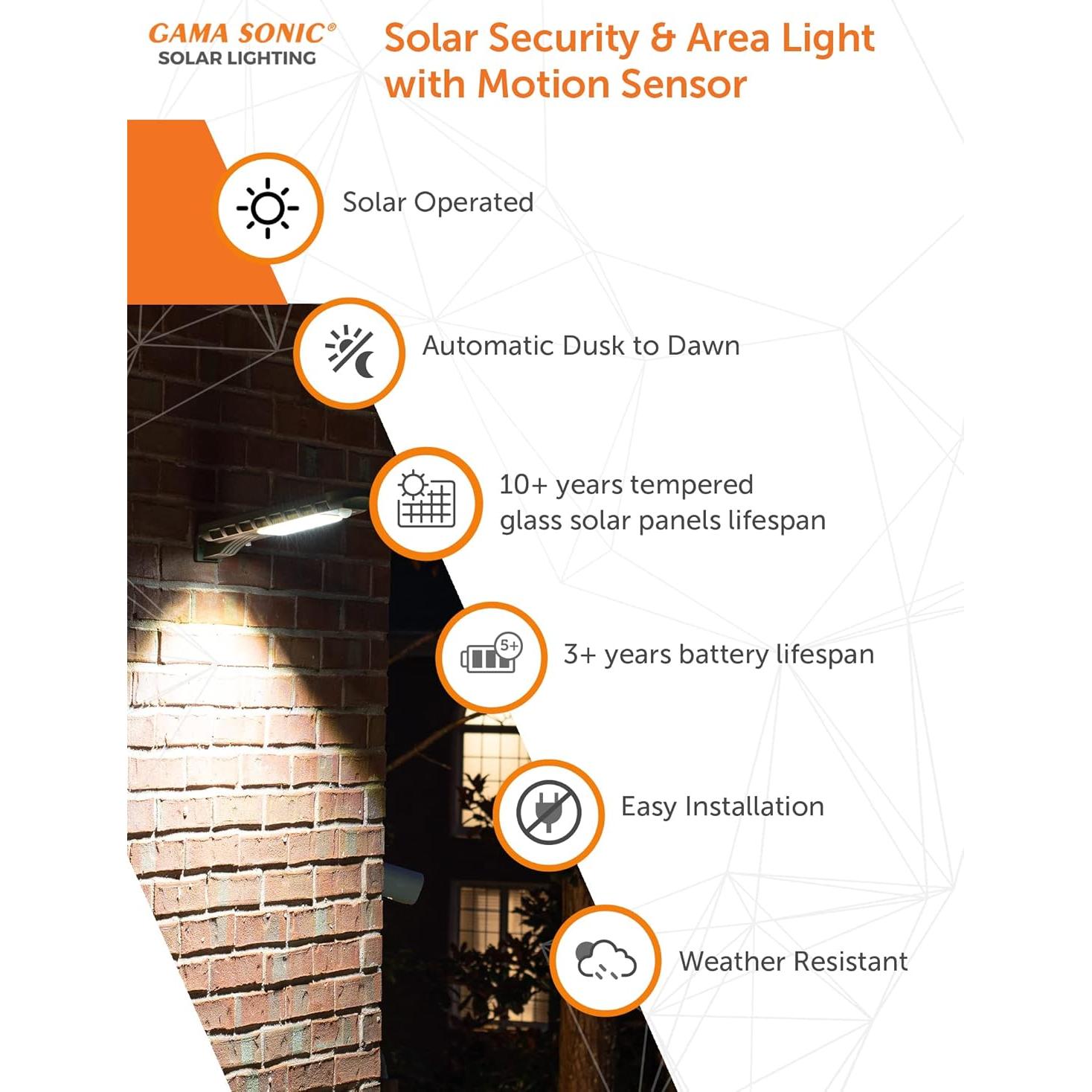 Luz Solar Exterior Gama Sonic 1620 Lúmenes con Sensor PIR
