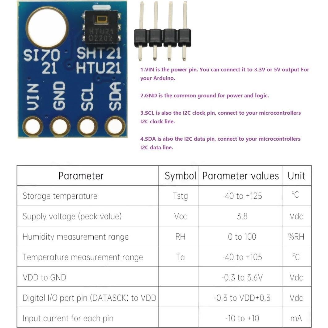 Módulo Sensor Digital de Temperatura y Humedad HTU21D 2PCS