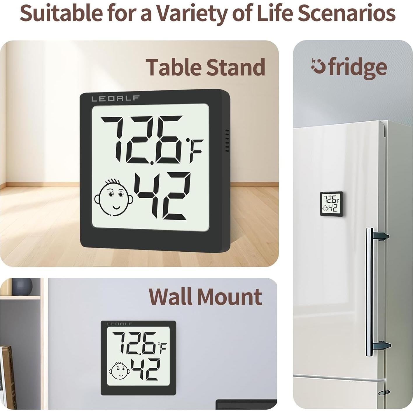 Higrómetro Digital LEOALF Paquete de 6 Termómetros 14.81x9.70cm
