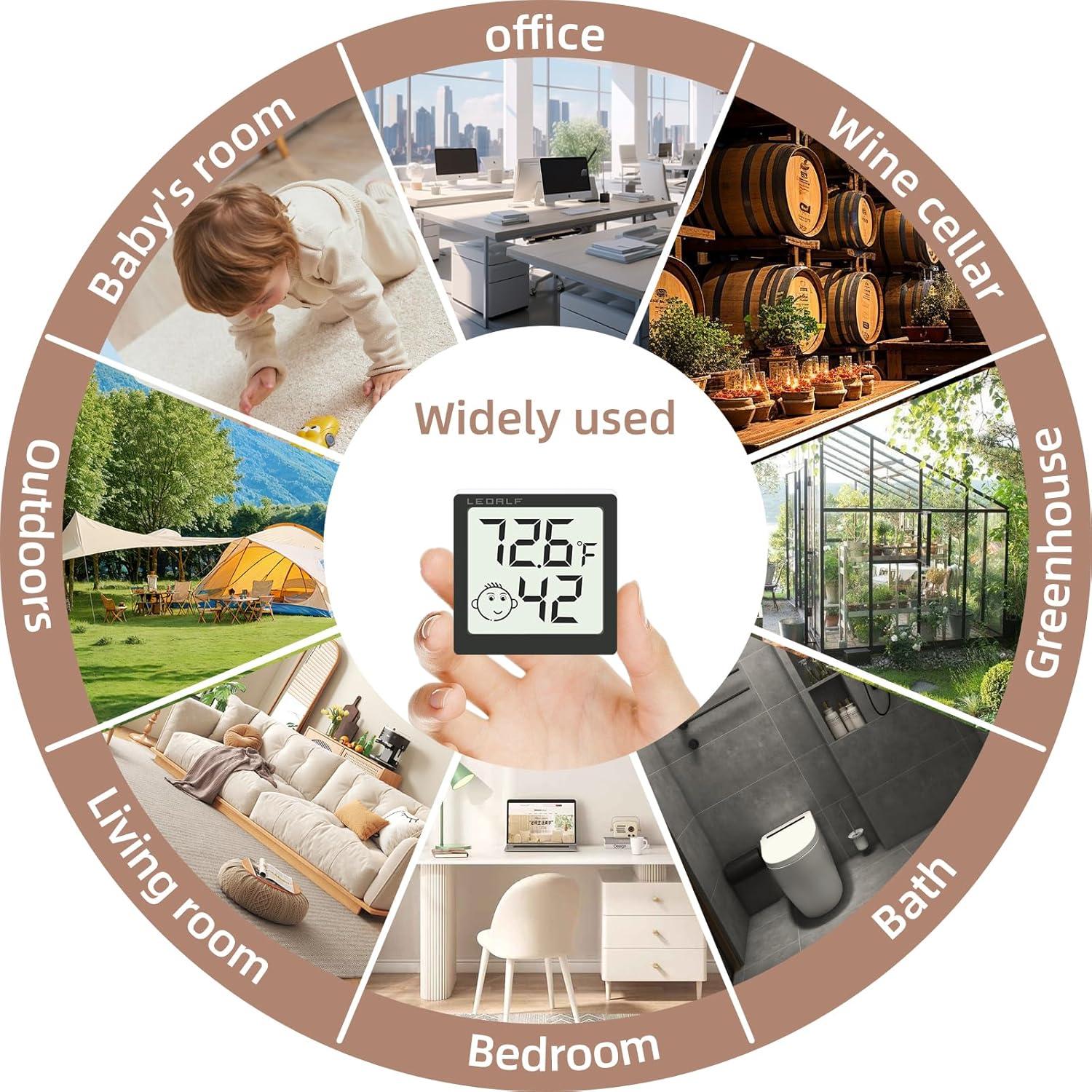 Higrómetro Digital LEOALF Paquete de 6 Termómetros 14.81x9.70cm