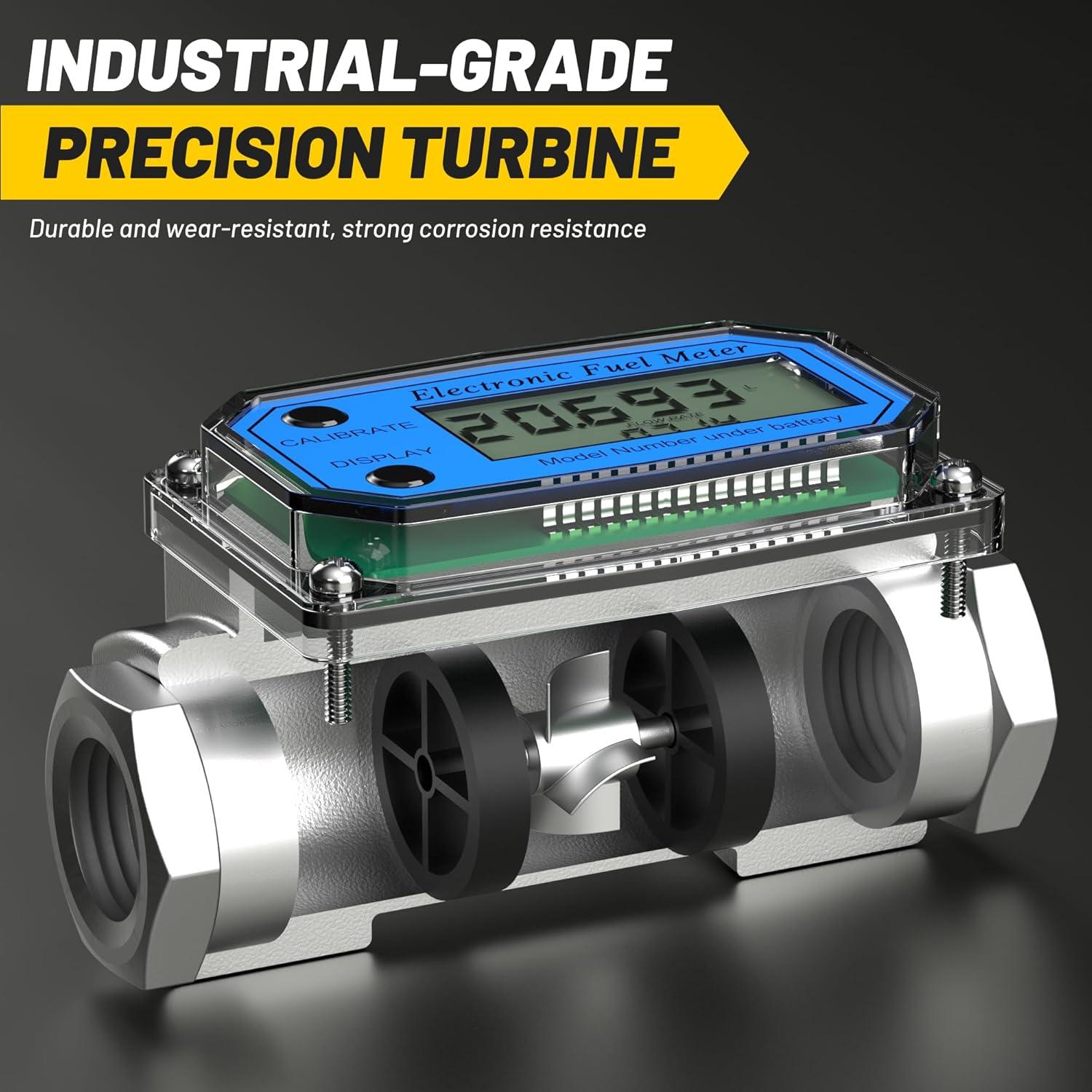 Medidor de Flujo Turbina Digital 19mm 10-100L/min LCD