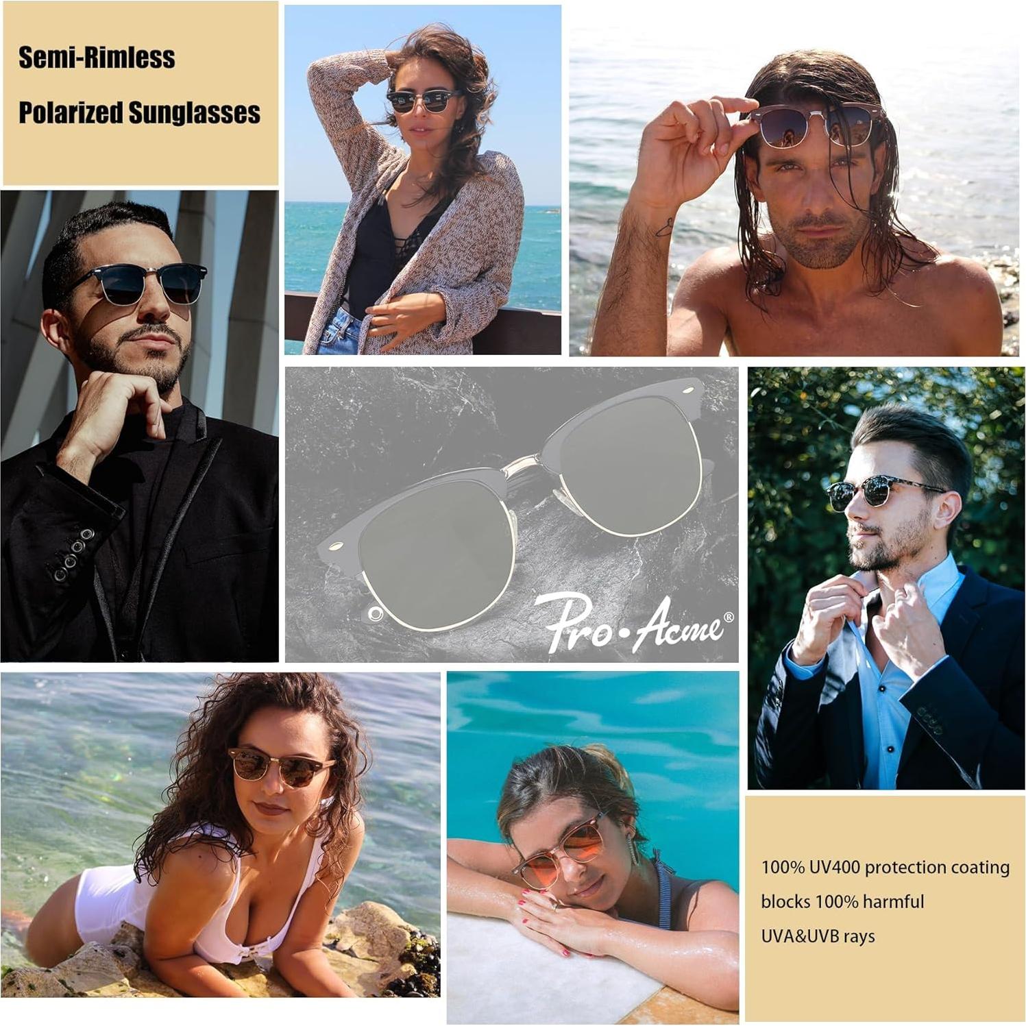 Gafas de sol Pro Acme UV400 polarizadas unisex semi sin montura