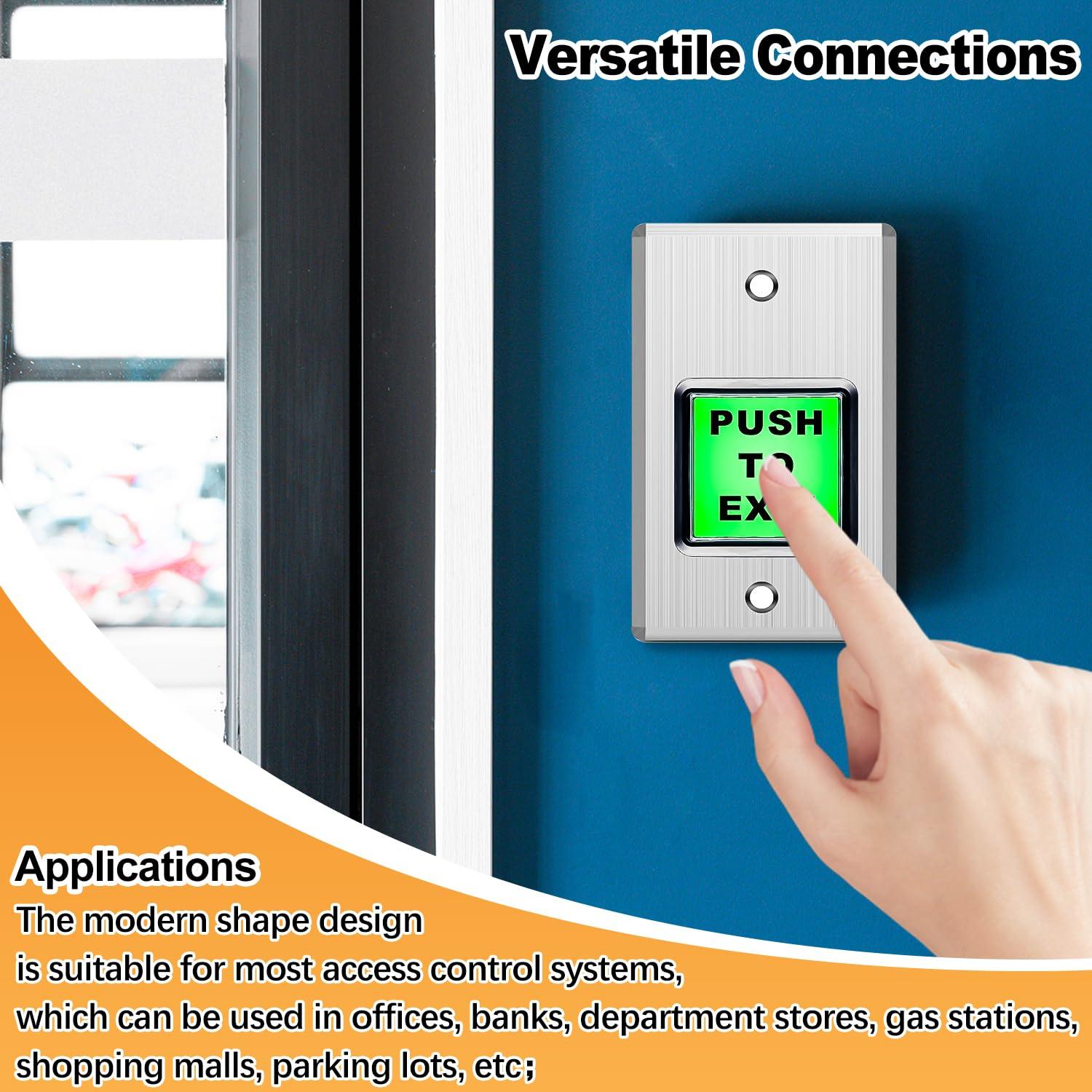 Botón de Salida Cuadrado Verde mxuteuk con LED Acero Inoxidable