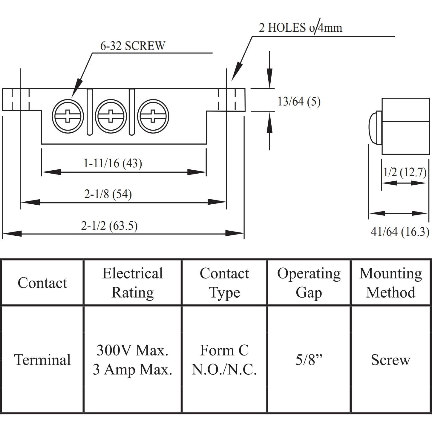 Interruptor Magnético de Contacto AMS-38B Laoneer 300V 3A