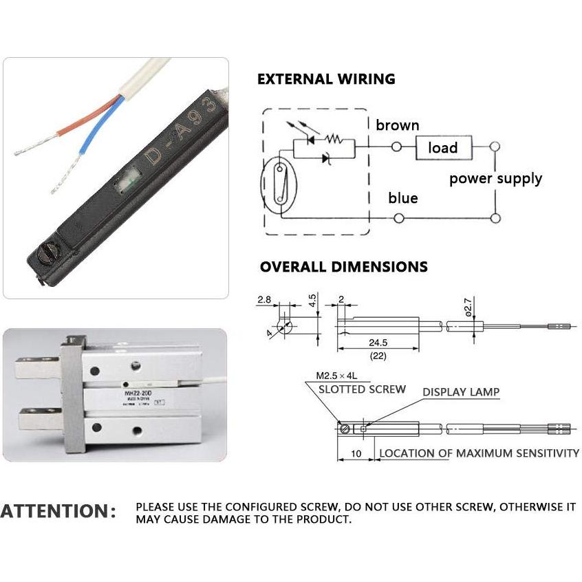 Sensor de Interruptor Magnético D-A93 Marhynchus 5-240V DC/AC