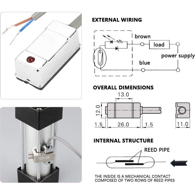 Sensor de Interruptor Cilíndrico Hyuduo CS1-U 5-240V AC/DC