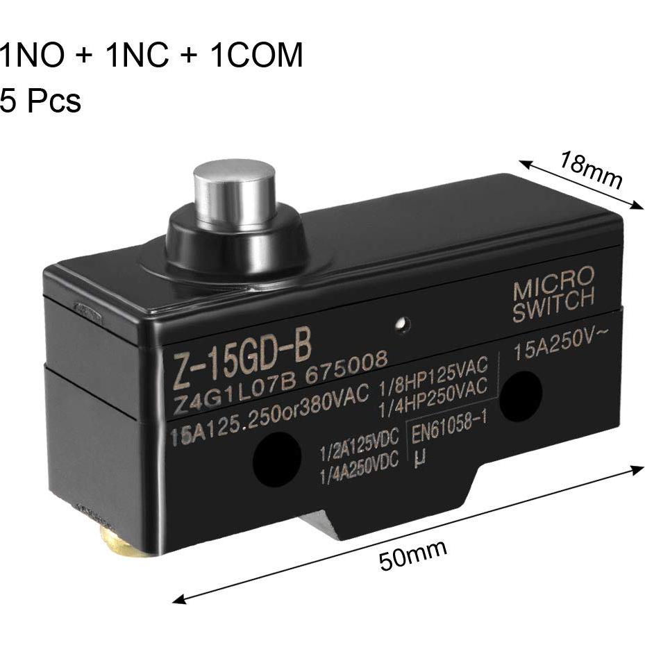 Micro Interruptor uxcell Z-15GD-B 1NO 1NC 15A IP62 5PCS