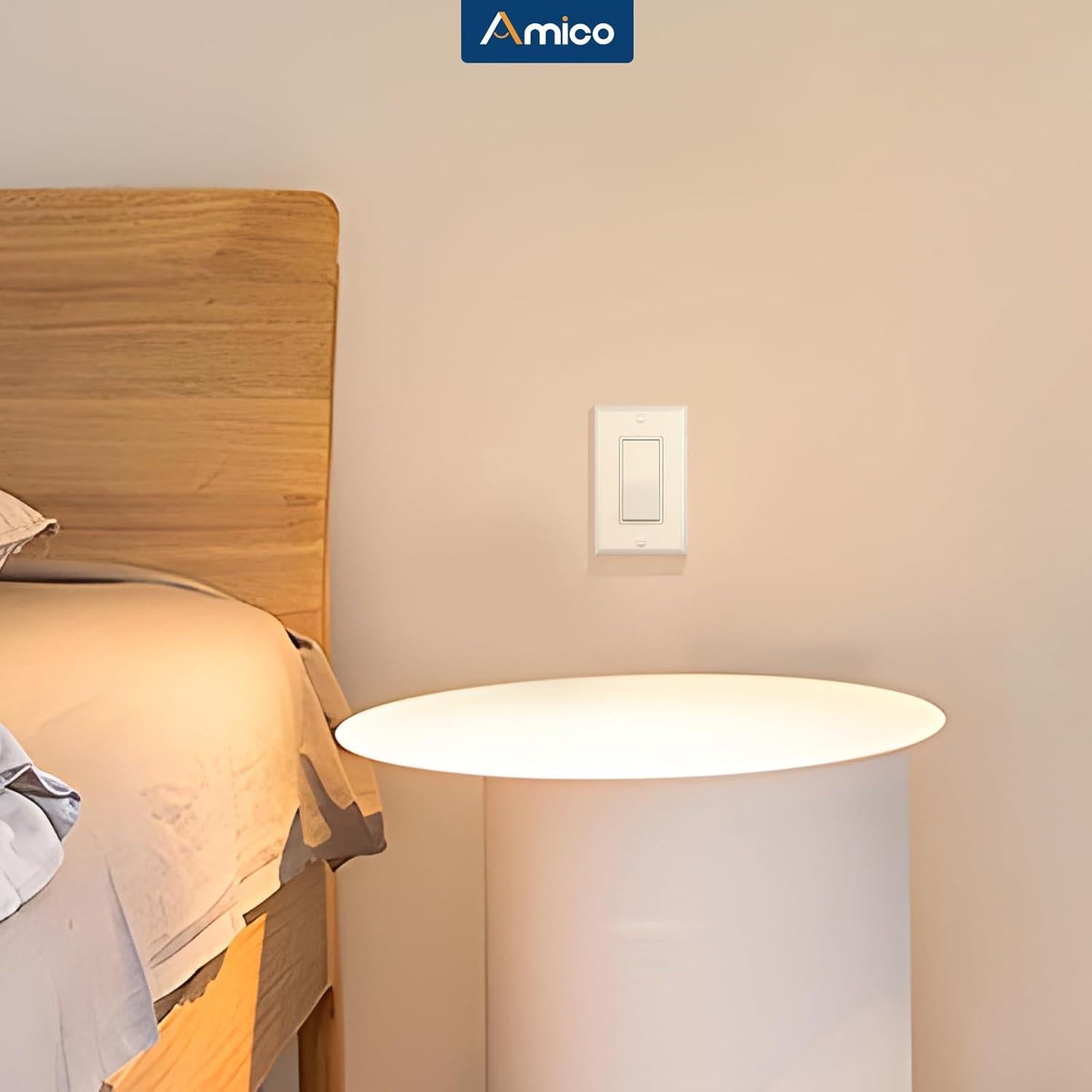 Paquete de 30 Interruptores de Luz Amico Polo Único Blanco 15A