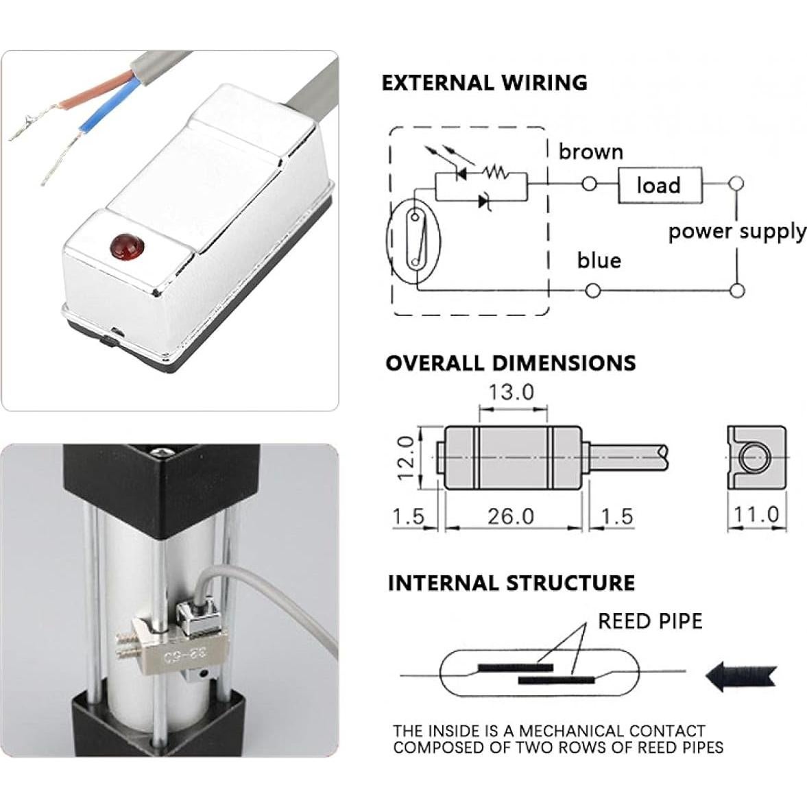 Interruptor de Reeds Magnético CS1-U Yuecoom 5-240V SPST