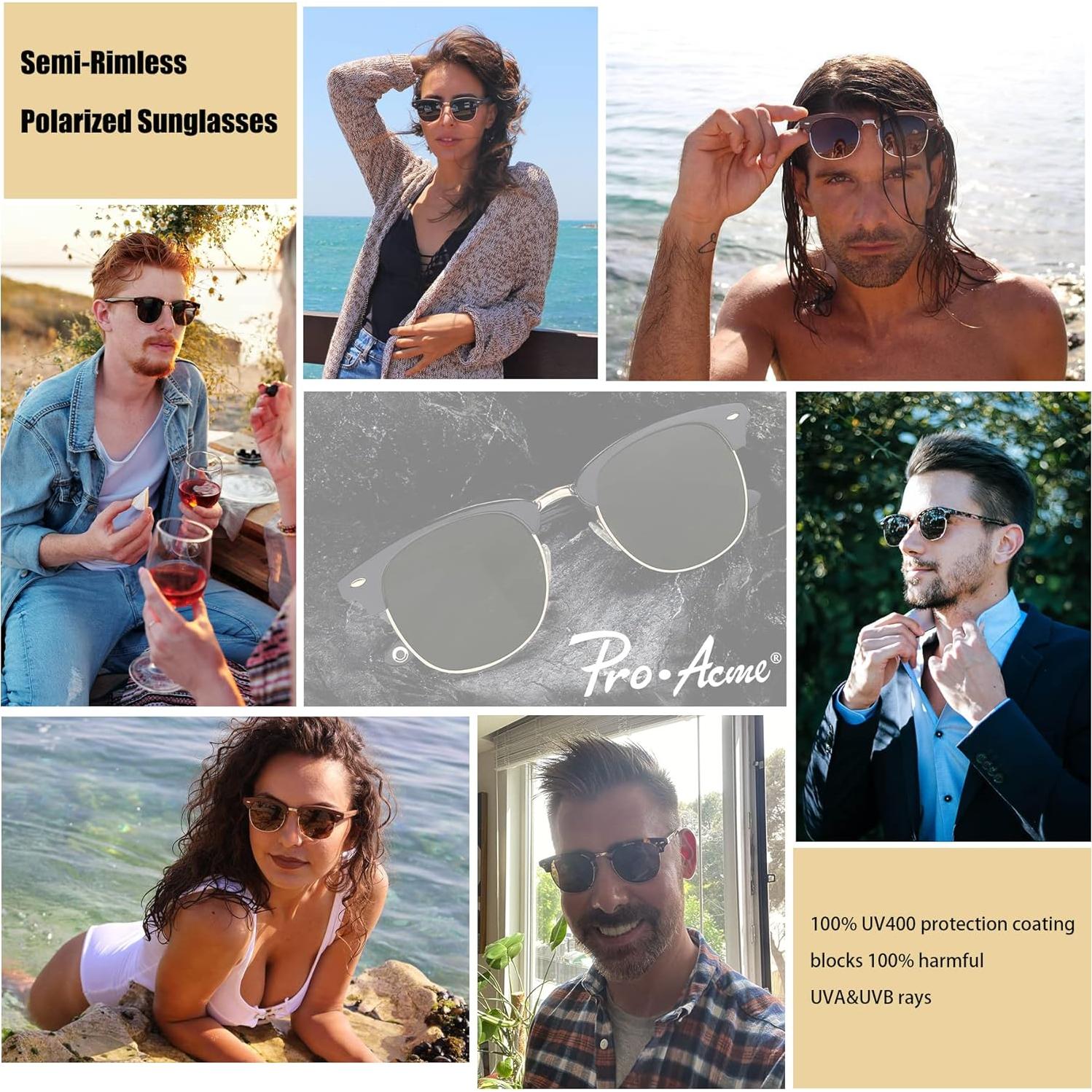 Gafas de sol polarizadas Pro Acme UV 400 unisex semi-rimless