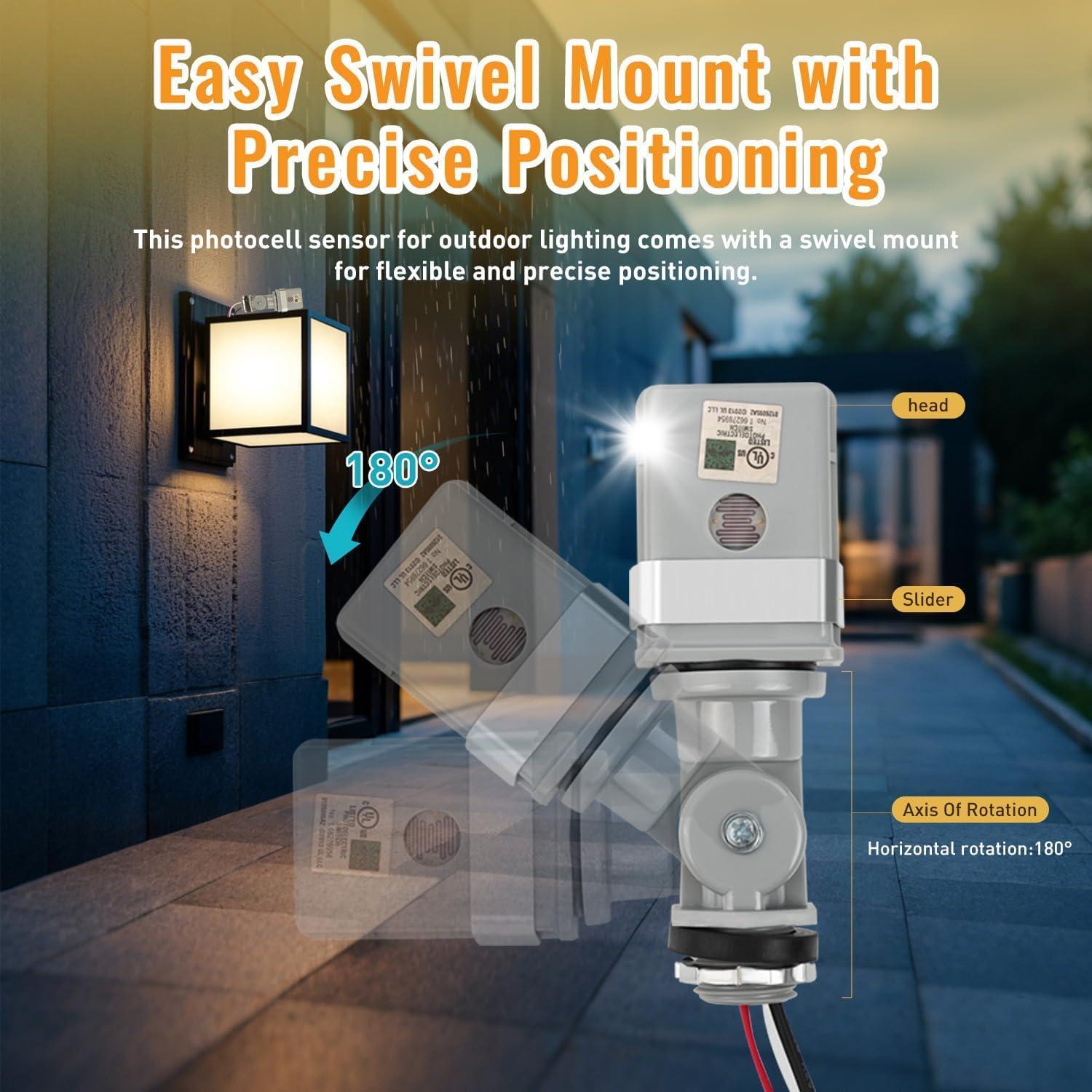 Paquete de 2 Sensores Fotocélula IP54 RAWILL para Luces Exteriores