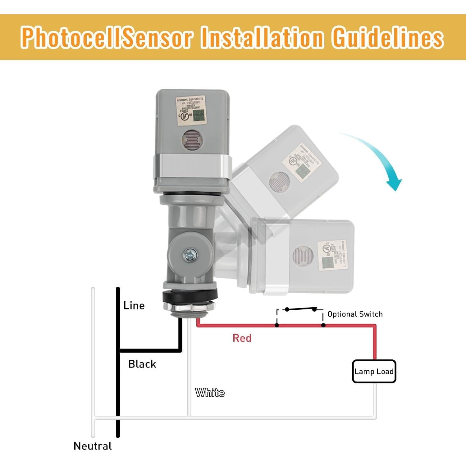 Paquete de 2 Sensores Fotocélula IP54 RAWILL para Luces Exteriores