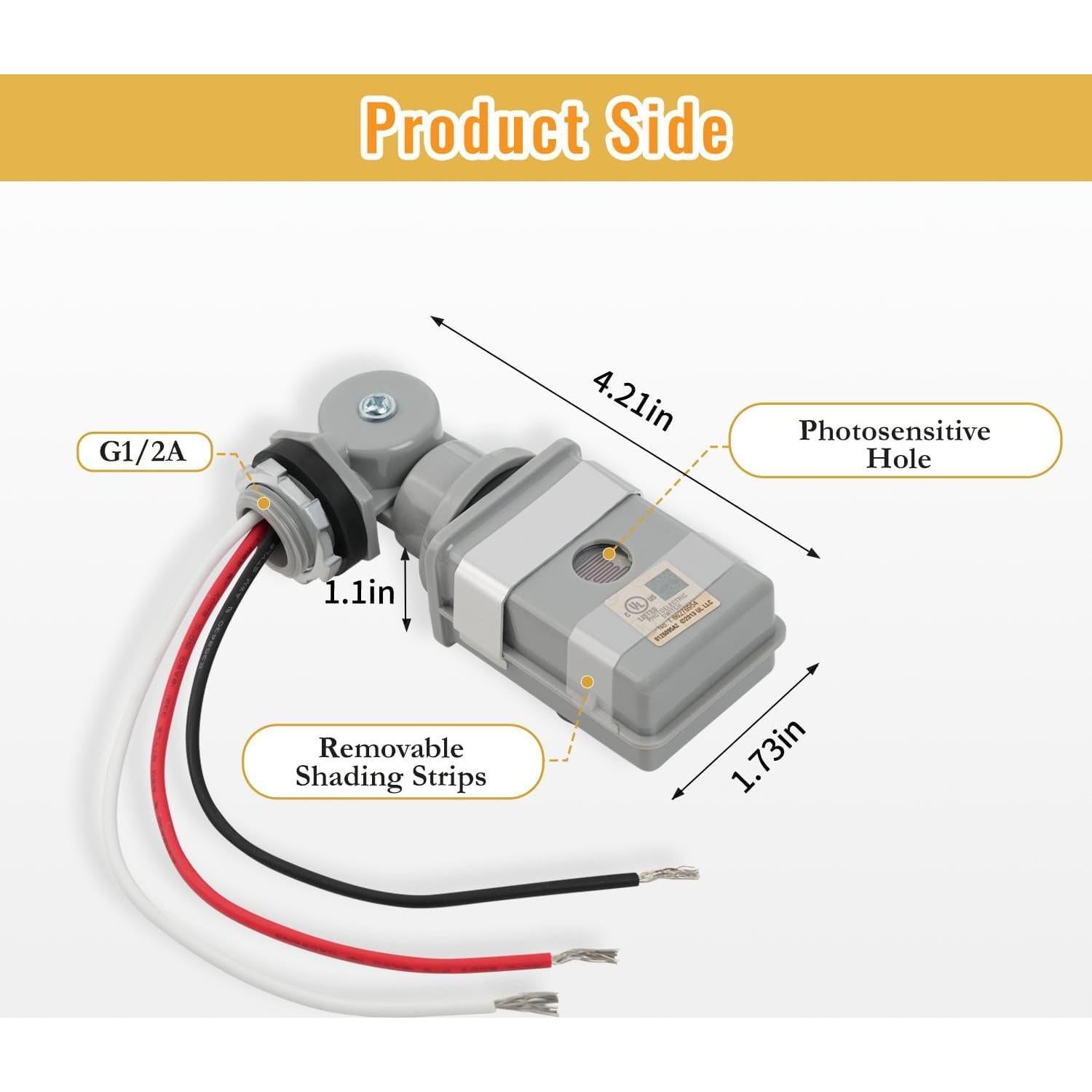 Paquete de 2 Sensores Fotocélula IP54 RAWILL para Luces Exteriores