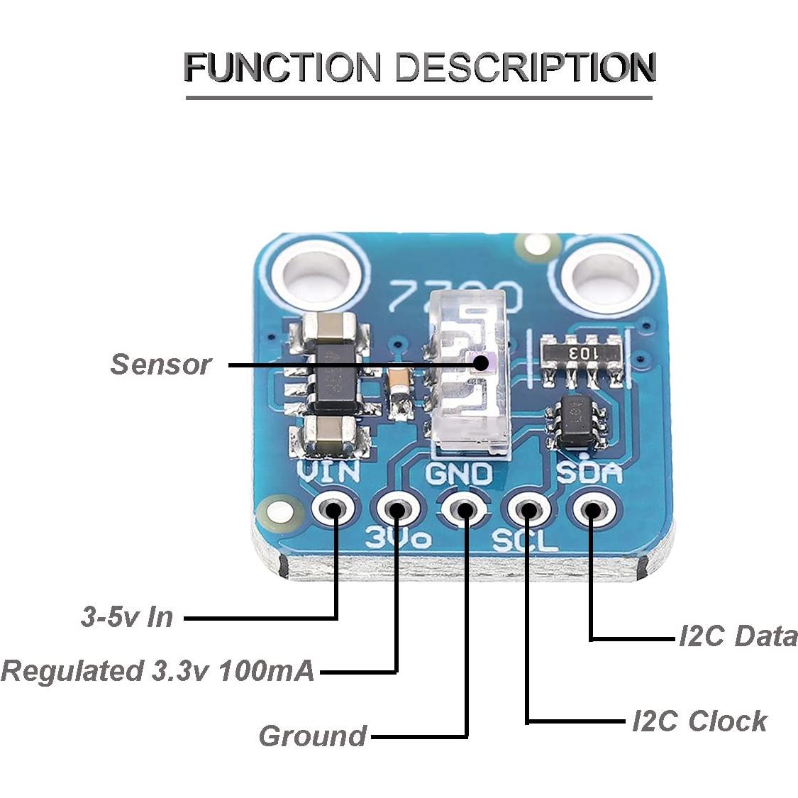 Módulo Sensor de Luz Ambiental VEML7700 2 Pcs I2C 0-120k Lux