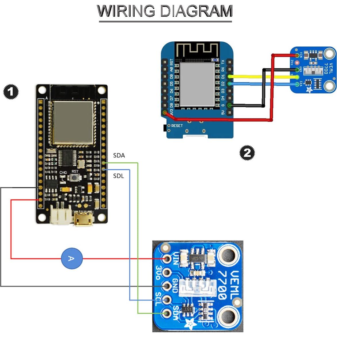 Módulo Sensor de Luz Ambiental VEML7700 2 Pcs I2C 0-120k Lux