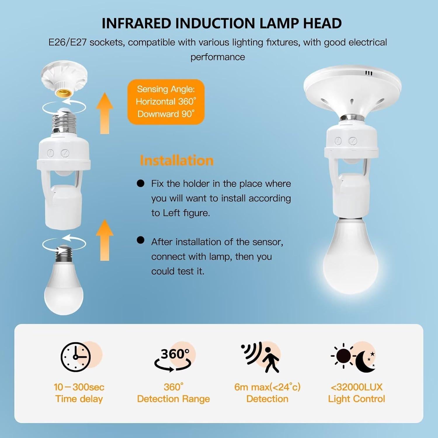 Adaptador de Luz con Sensor de Movimiento YTXXDEUS E26/E27