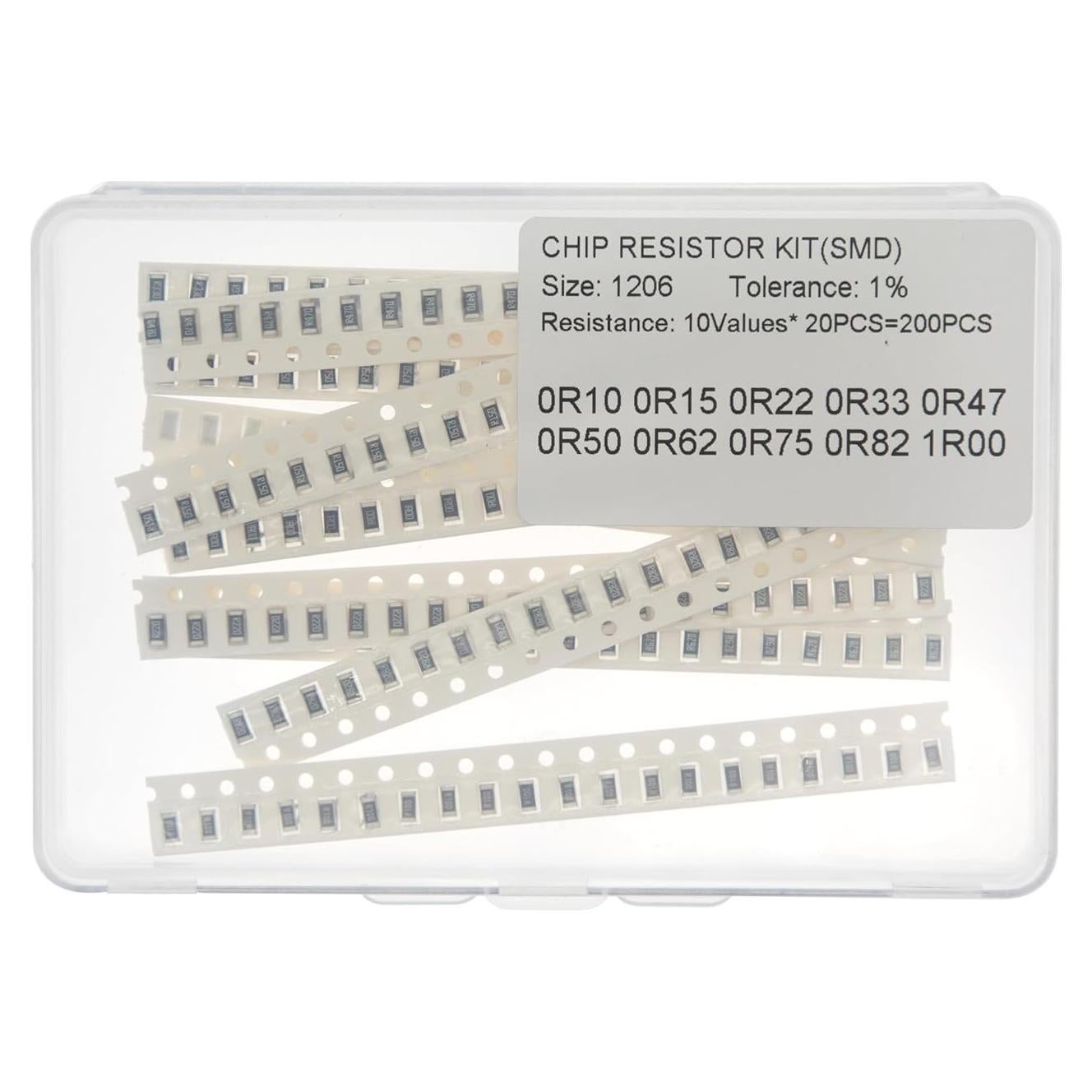 Kit de Resistencias SMD 1206 1% 10 Valores 200 Piezas