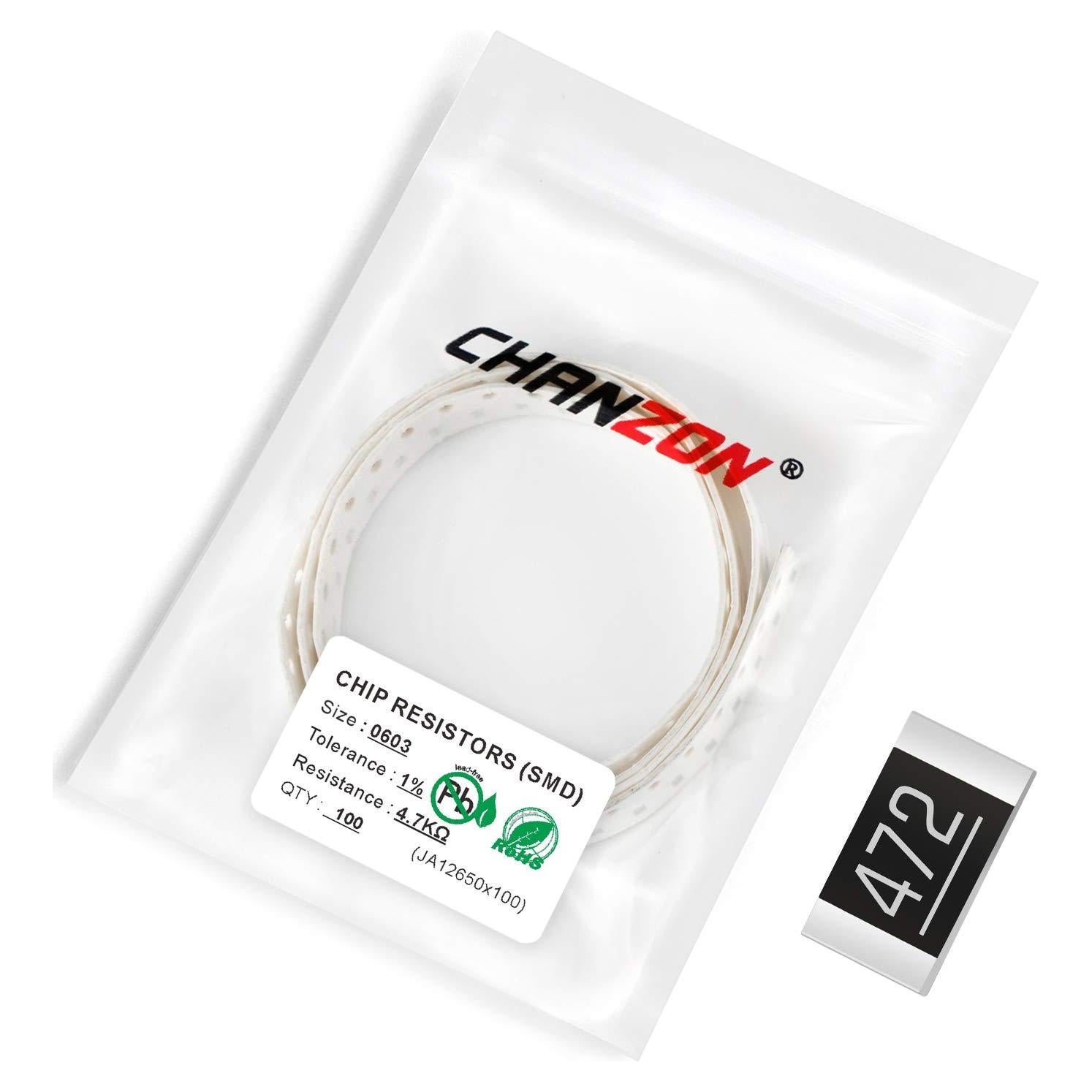 Resistores SMD 0603 Chanzon 4.7K ohm 100 Piezas 1% Tolerancia