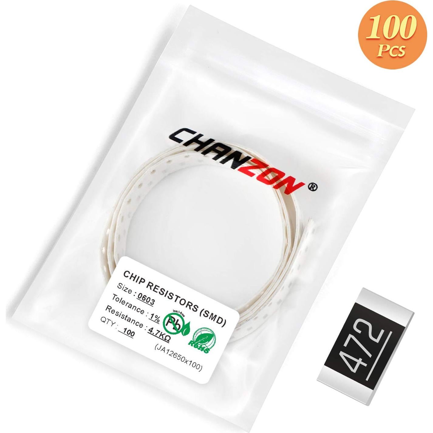 Resistores SMD 0603 Chanzon 4.7K ohm 100 Piezas 1% Tolerancia