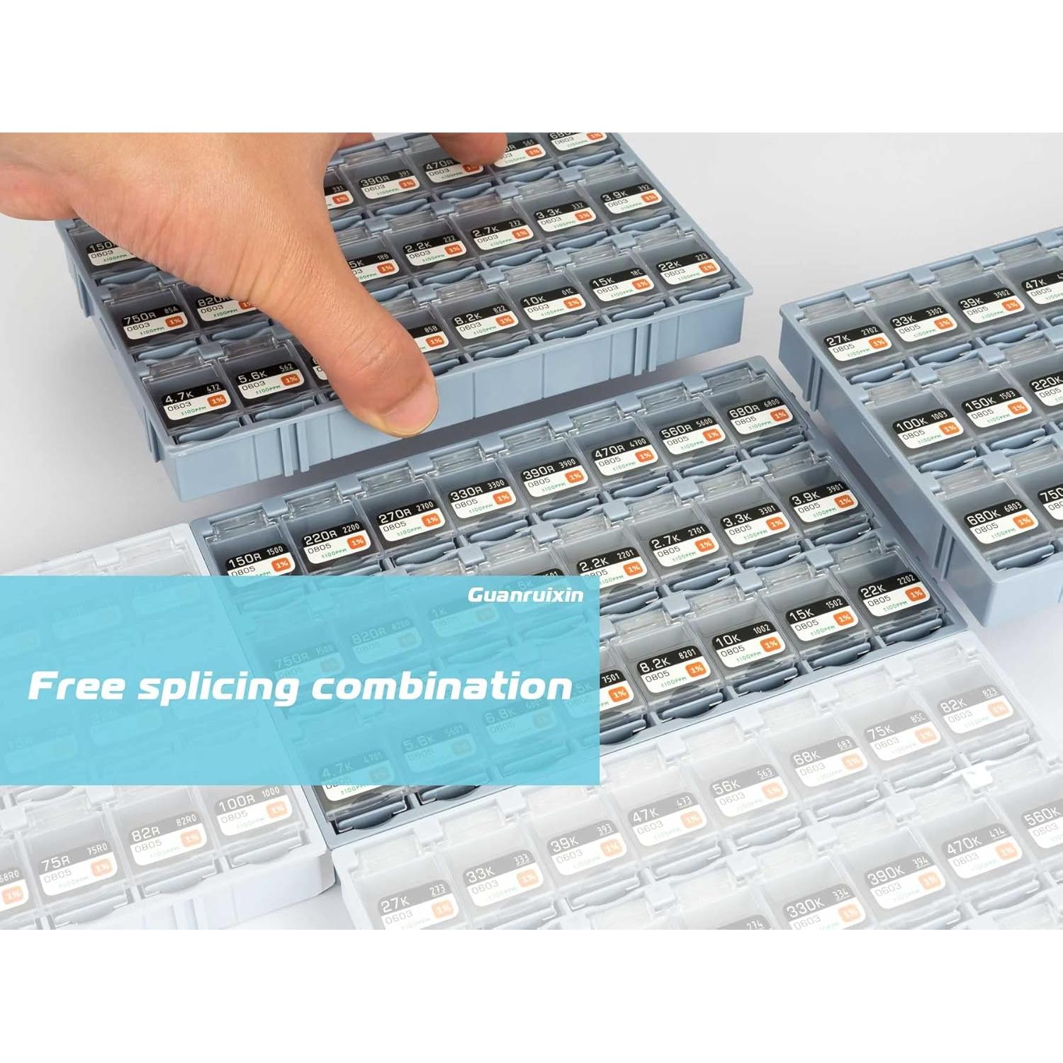 Kit de Resistores de Chip EIA 0402 Guanruixin 7200PCS 0R-10M