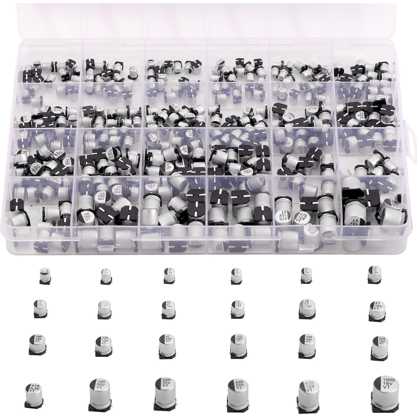 Kit de Capacitores Electrolíticos SMD Cermant 400 Pcs 1uF-1000uF